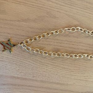 Gold and Green Star Pendant Necklace